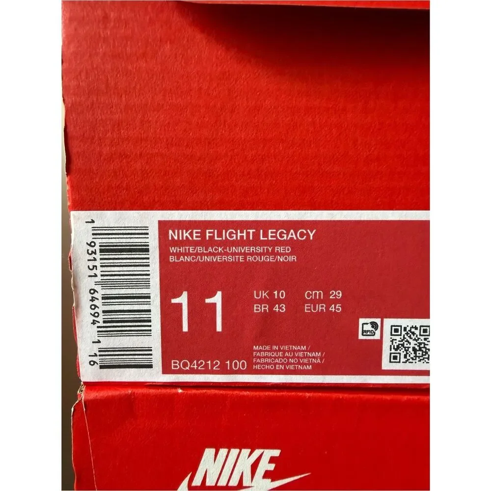 Nike Flight Legacy White University Red BQ4212-100 Men’s Size 11